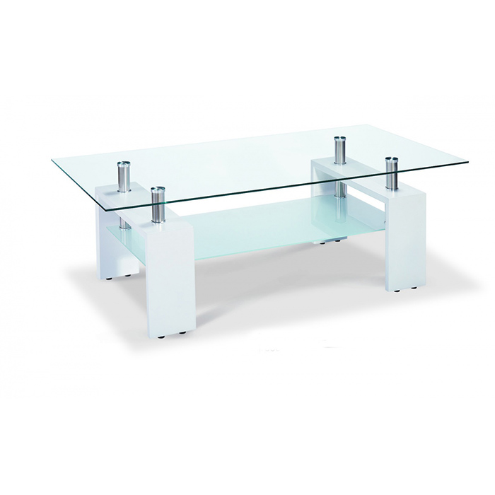Telford Glass Top Coffee Table In Black Or White Finish